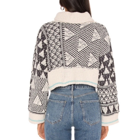 Free People Jupiter Pullover Turtleneck Sweater Falling Waters Combo Sm Md NWT - Picture 5 of 16
